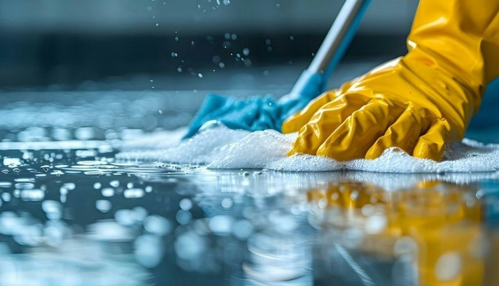 Close-up of a deep clean in progress